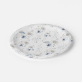 Dusty Blue Wildblume Brautparty Pappteller (Schrägansicht)