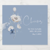 Dusty Blue Wildblume Brautparty Schaumweinetikett (Einzelnes Label)