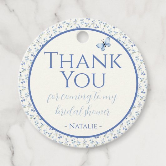 Dusty Blue Wildblume Brautparty Vielen Dank Geschenkanhänger (Vorderseite)
