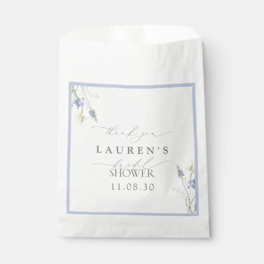 Dusty Blue Wildblume Brautparty Vielen Dank Geschenktütchen (Vorderseite)