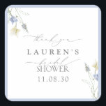 Dusty Blue Wildblume Brautparty Vielen Dank Quadratischer Aufkleber<br><div class="desc">Dieser anmutige "Dankeschön"-Aufkleber, der für einen bleibenden Eindruck verlassen wurde, dient als perfekte Touch für Brautparty-Favoriten, Umschläge oder Gast-Keepsakes. Die weich staubige blaue Grenze und die zart illustrierten Wildblumen schaffen ein Gefühl der Schließung, das sich sowohl persönlich als auch poliert anfühlt. Benutzen Sie es zum Siegel von Cookie-Taschen, zur Dekoration...</div>