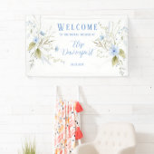 Dusty Blue Wildblume Brautparty Willkommen Banner (Insitu)