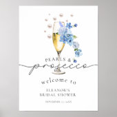 Dusty Blue Wildblume Brautparty Willkommen Poster (Vorne)