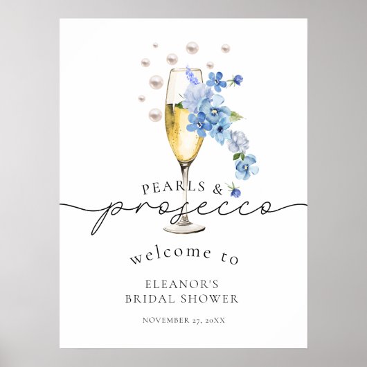 Dusty Blue Wildblume Brautparty Willkommen Poster (Vorne)