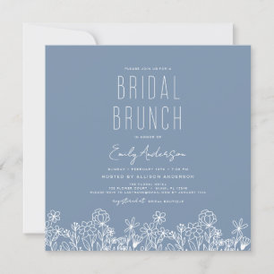 Dusty Blue Wildblume Bridal Brunch Brautparty Einladung