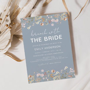 Dusty Blue Wildblume Bridal Brunch Einladungen