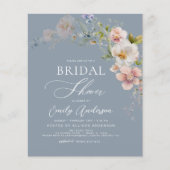 Dusty Blue Wildblume Bridal Dusche Einladung (Vorderseite)