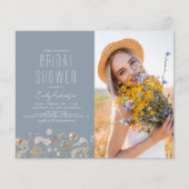 Dusty Blue Wildblume Bridal Dusche Einladung (Vorderseite)
