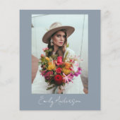 Dusty Blue Wildblume Bridal Dusche Einladung (Rückseite)