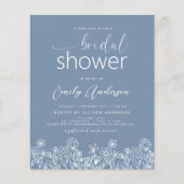 Dusty Blue Wildblume Bridal Dusche Einladung Flyer (Vorne)