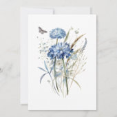 Dusty Blue Wildblume & Butterfly Elegante Hochzeit Save The Date (Rückseite)