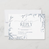 Dusty Blue Wildblume Calligraphy Wedding RSVP Karte (Rückseite)