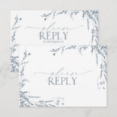 Dusty Blue Wildblume Calligraphy Wedding RSVP Karte (Vorne/Hinten)