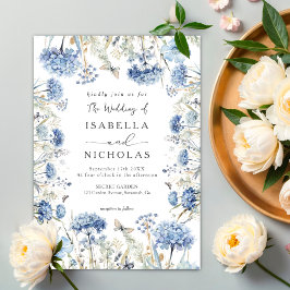 Dusty Blue Wildblume Elegant Boho Wedding Einladung