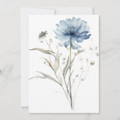 Dusty Blue Wildblume Elegant Boho Wedding Einladung (Rückseite)
