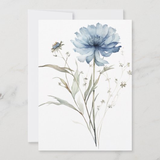 Dusty Blue Wildblume Elegant Boho Wedding Einladung (Rückseite)