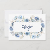 Dusty Blue Wildblume Elegant Boho Wedding RSVP Karte (Rückseite)