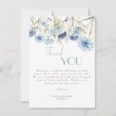 DUSTY Blue Wildblume Elegante Babydusche Dankeskarte (Vorderseite)