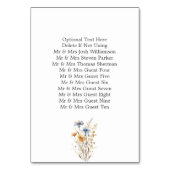 Dusty Blue Wildblume Elegante Wedding Empfang Tischnummer (Rückseite)