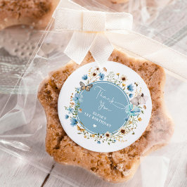 Dusty Blue Wildblume Fairy Princess Birthday Runder Aufkleber