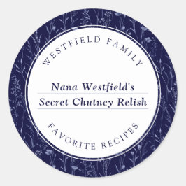 Dusty Blue Wildblume Family Recife Food Label Runder Aufkleber