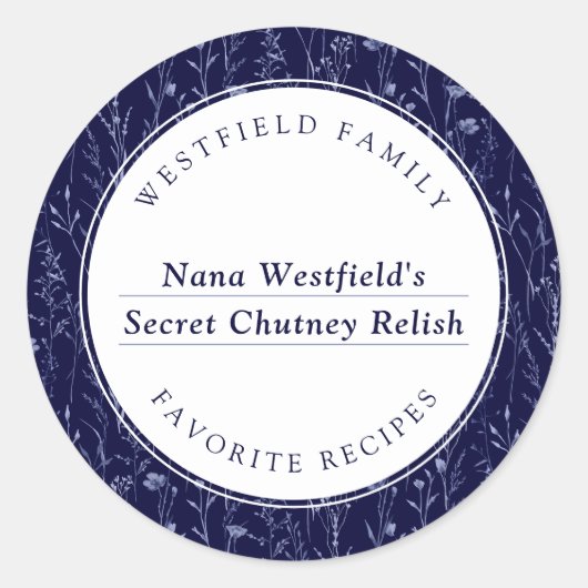 Dusty Blue Wildblume Family Recife Food Label Runder Aufkleber (Vorderseite)