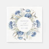 Dusty Blue Wildblume Floral Boho Wedding Serviette (Vorderseite)