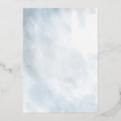 Dusty Blue Wildblume Foil Calligraphy Folieneinladung (Rückseite)