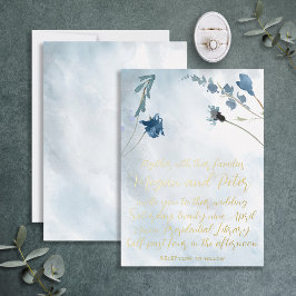 Dusty Blue Wildblume Foil Calligraphy Folieneinladung