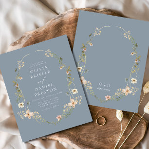 Dusty Blue Wildblume Garden Wedding Einladung