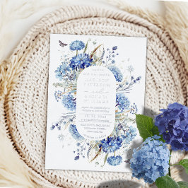 Dusty Blue Wildblume Garden Wedding Silver Folieneinladung