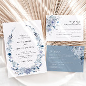 Dusty Blue Wildblume Garden Wedding Tischnummer