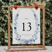 Dusty Blue Wildblume Garden Wedding Tischnummer