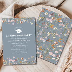 Dusty Blue Wildblume Graduation Party Boho Bloom Einladung