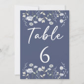 Dusty Blue Wildblume Hochzeit Tischnummern (Vorderseite)