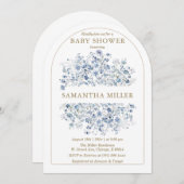 Dusty Blue Wildblume Kinderdusche Einladung (Vorne/Hinten)