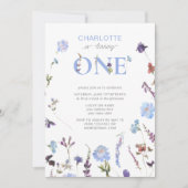Dusty Blue Wildblume macht einen 1. Geburtstag Einladung (Vorderseite)