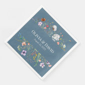 Dusty Blue Wildblume Meadow Wedding Napkins Serviette (Ecke)