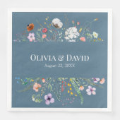 Dusty Blue Wildblume Meadow Wedding Napkins Serviette (Vorderseite)