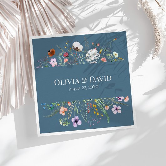 Dusty Blue Wildblume Meadow Wedding Napkins Serviette