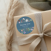Dusty Blue Wildblume Meadow Wedding Vielen Dank Runder Aufkleber