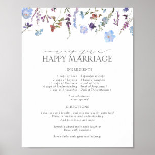 Dusty Blue Wildblume Rezept für eine glückliche Eh Poster