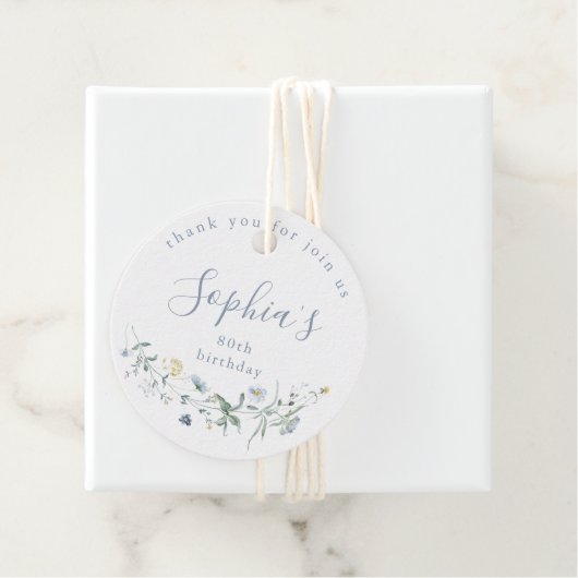 Dusty Blue Wildblume Rustic Boho Birthday Geschenkanhänger (Beispiel)