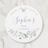 Dusty Blue Wildblume Rustic Boho Birthday Geschenkanhänger (Vorderseite)