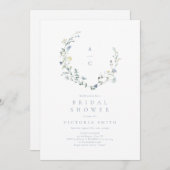 Dusty Blue Wildblume Rustic Boho Brautparty Einladung (Vorne/Hinten)