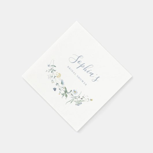 Dusty Blue Wildblume Rustic Boho Brautparty Serviette (Ecke)