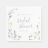 Dusty Blue Wildblume Rustic Boho Brautparty Serviette (Vorderseite)