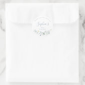 Dusty Blue Wildblume Rustic Boho Geburtstagsfavori Runder Aufkleber (Tasche)