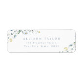 Dusty Blue Wildblume Rustic Boho Rücksendeadresse (Vorne)