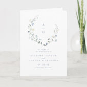 Dusty Blue Wildblume Rustic Boho Wedding Monogram Programm (Vorderseite)